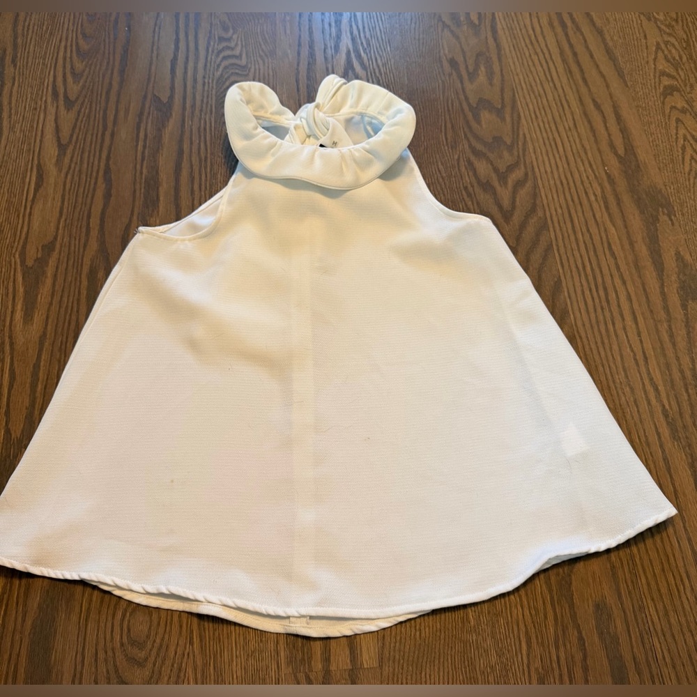 Tuckernuck White Ruffle-Neck Sleeveless Blouse - Picture 3 of 7